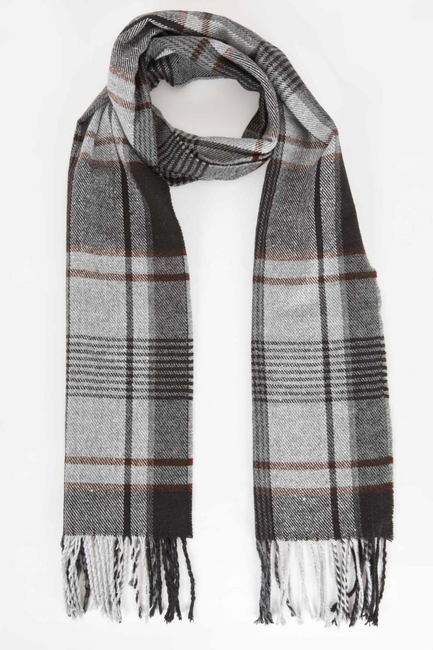 DEFACTO Men's Plaid Patterned Woven Scarf