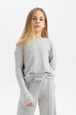 DEFACTO Girl's Boxy Fit Crew Neck Long Sleeve T-Shirt