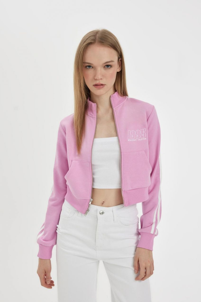DEFACTO Cool Fitted Printed Zippered Sweatshirt