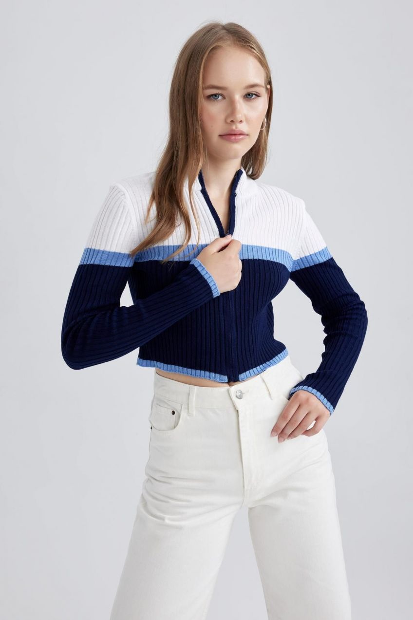 DEFACTO Coool Regular Fit Half Turtleneck Knitwear Cardigan