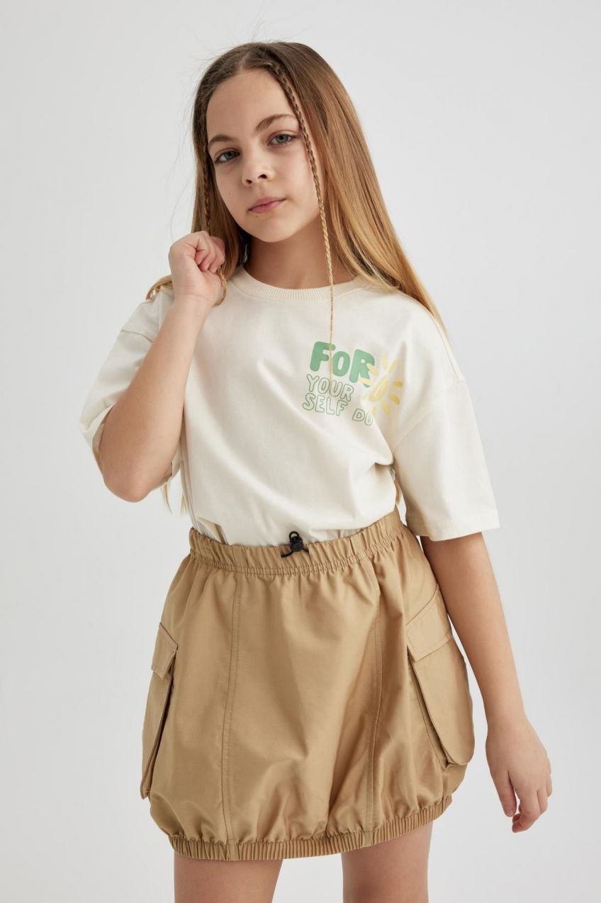 DEFACTO Girls Relax Fit Printed Short Sleeve T-Shirt