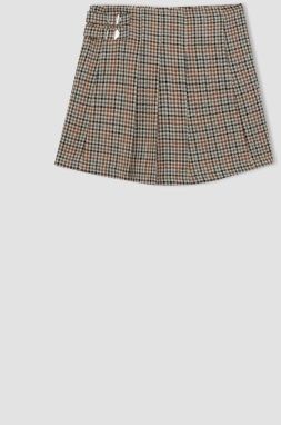 DEFACTO Girl's Checkered Pleated Twill Skirt