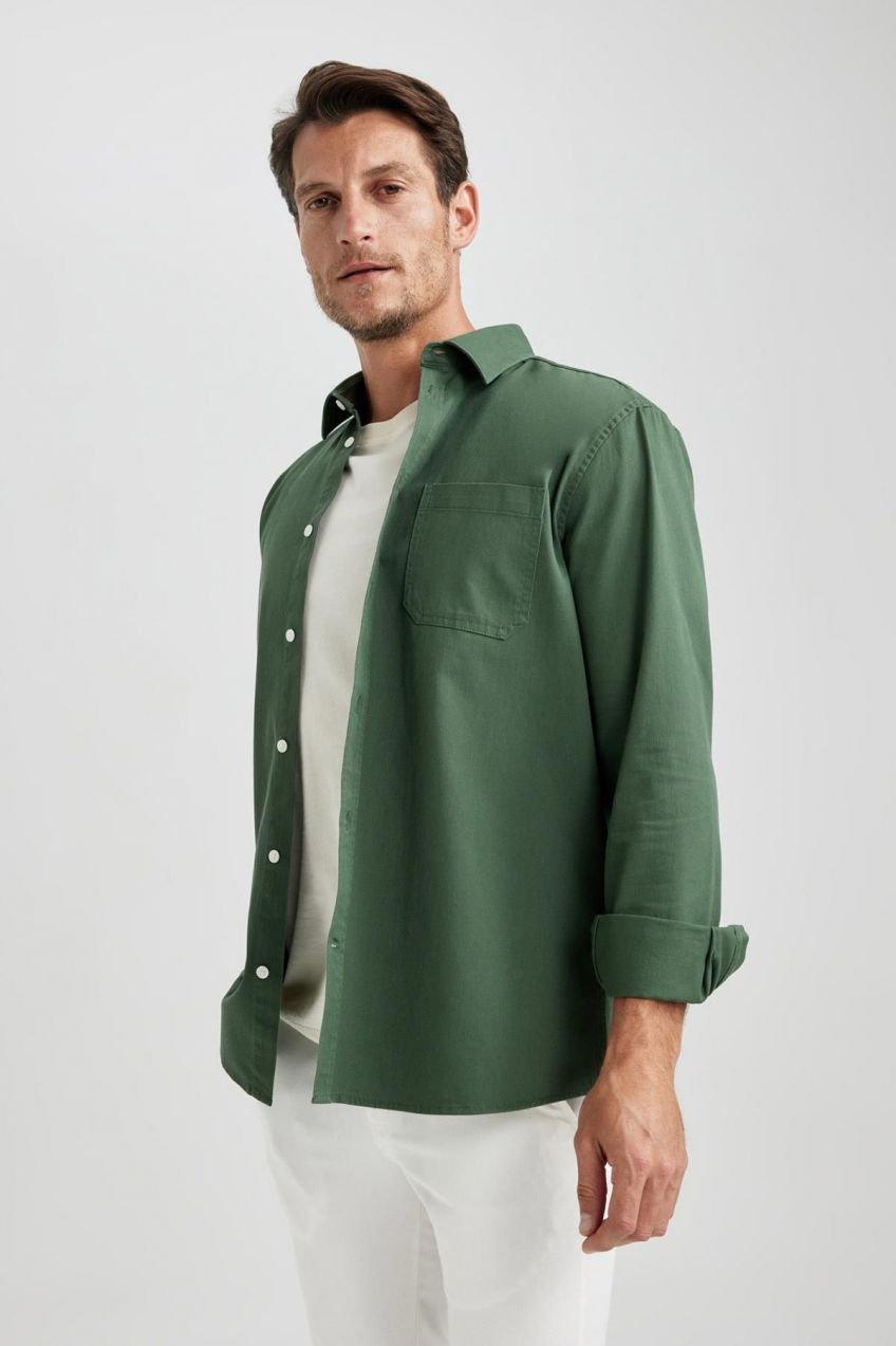 DEFACTO Regular Fit Gabardine Long Sleeve Shirt