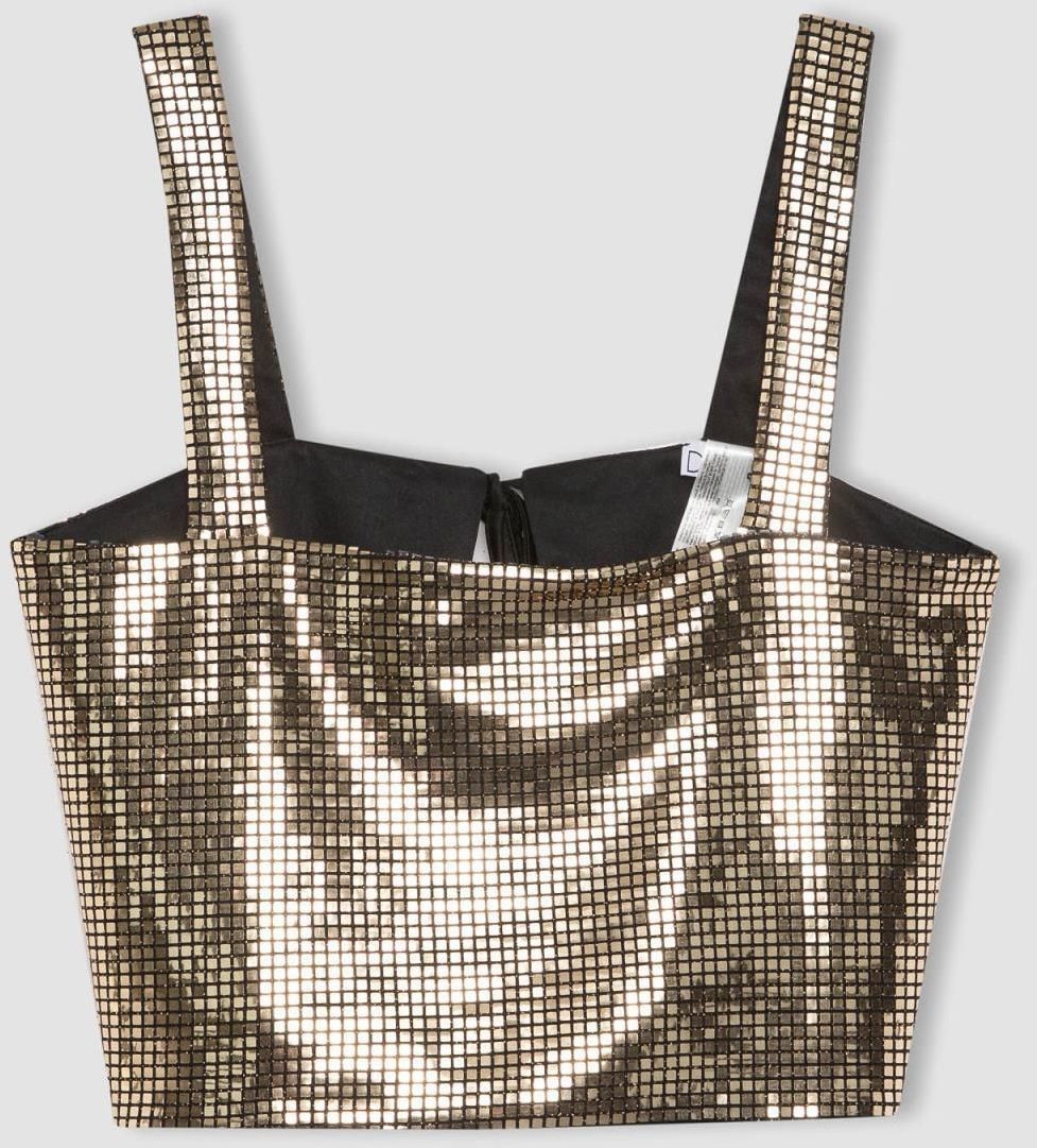 DEFACTO Fitted Square Collar Sequined Fabric Undershirt