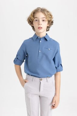 DEFACTO Boy's Polo Neck Jean Look Long Sleeve Shirt