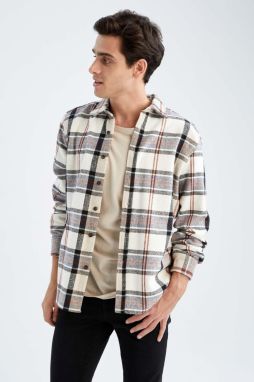 DEFACTO Regular Fit Polo Neck Checked Lumberjack Long Sleeve Shirt