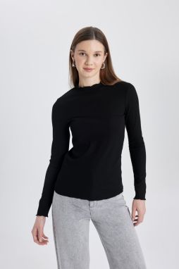DEFACTO Slim Fit Half Turtleneck Ribbed Camisole Long Sleeve T-Shirt Tunic