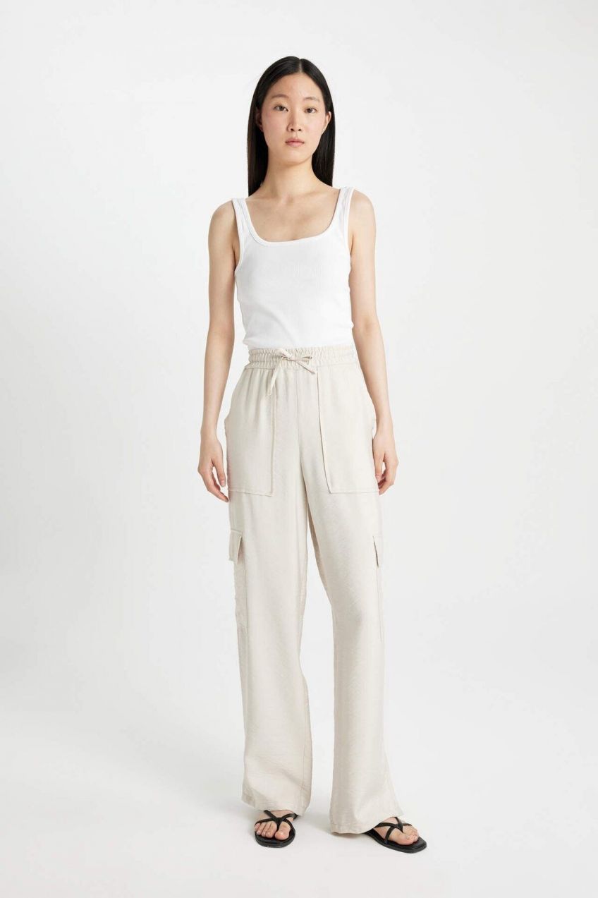 DEFACTO Wide Leg Pocket High Waist Wide Leg Long Length Trousers