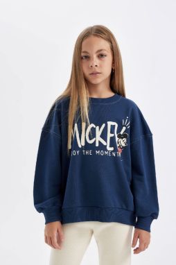 DEFACTO Girls Disney Mickey & Minnie Oversize Fit Crew Neck Sweatshirt