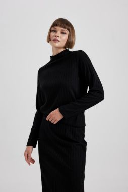 DEFACTO Slim Fit Half Turtleneck Ribbed Camisole Long Sleeve T-Shirt