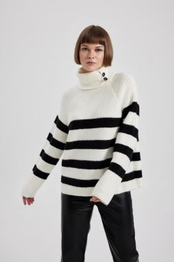 DEFACTO Relax Fit Zipper Collar Thessaloniki Fabric Sweater