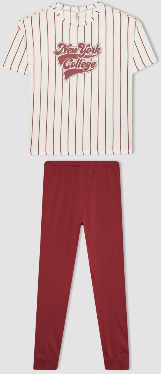 DEFACTO Girl's Striped Short Sleeve Pajama Set