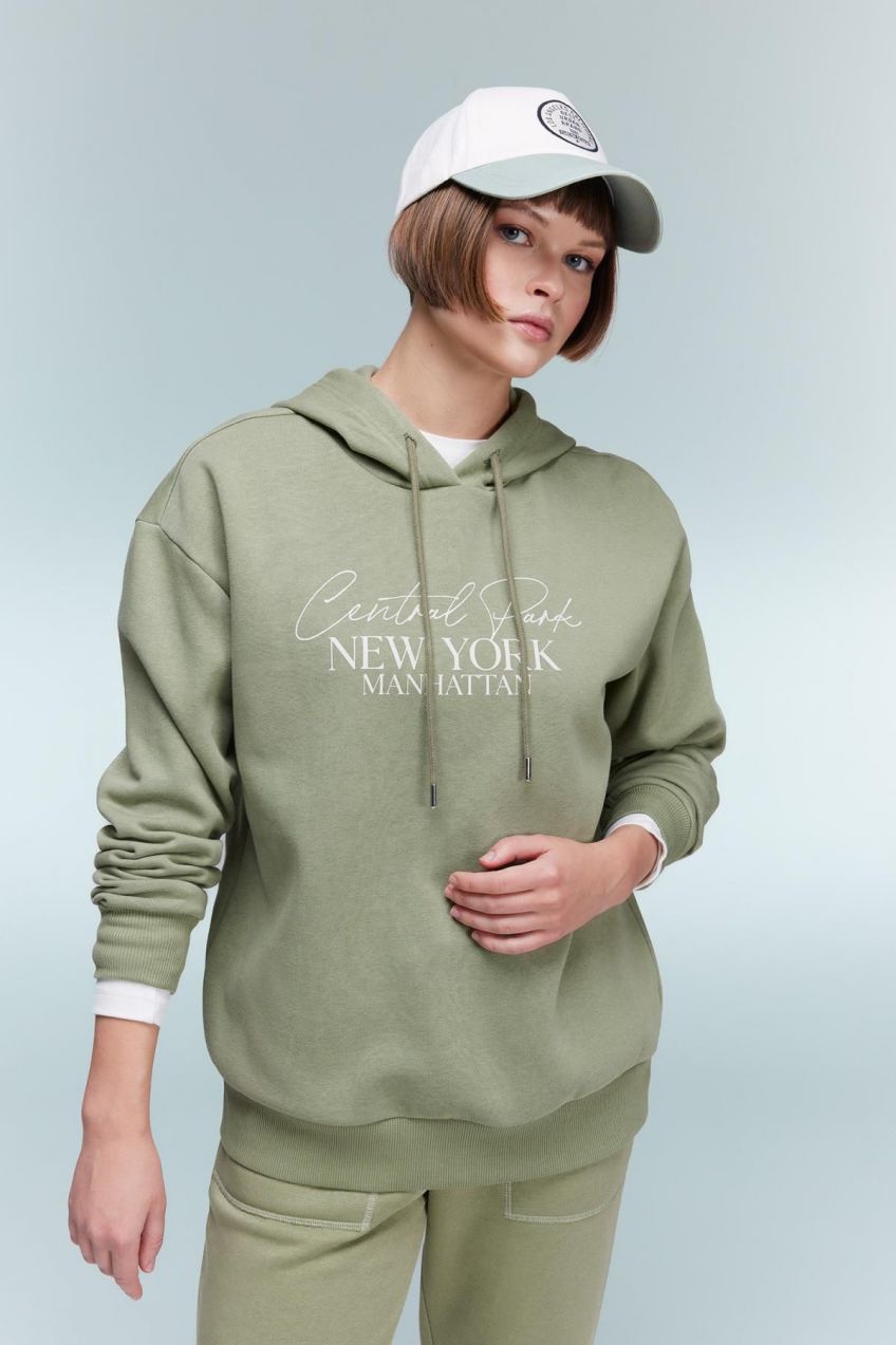 DEFACTO Relax Fit Hooded Thick Sweatshirt