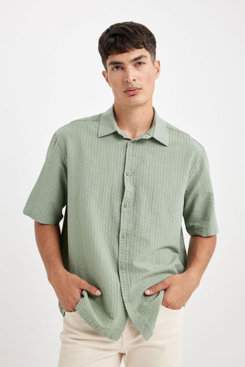 DEFACTO Relax Fit Cotton Short Sleeve Shirt
