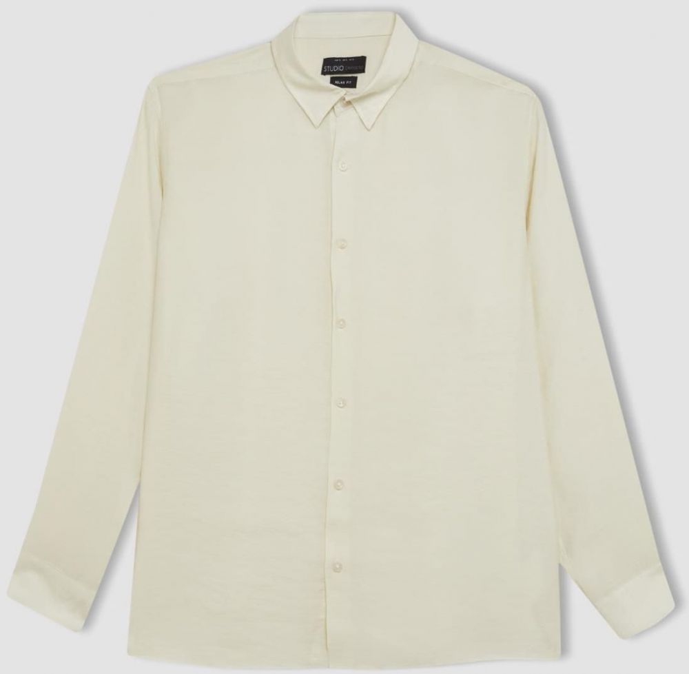DEFACTO Relax Fit Polo Neck Poplin Long Sleeve Shirt