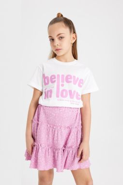 DEFACTO Girls Printed Short Sleeve T-Shirt