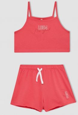 DEFACTO Girls' Printed Athlete Shorts 2-Piece Set