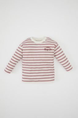 DEFACTO Baby Girl Crew Neck Striped Combed Cotton Long Sleeve T-Shirt