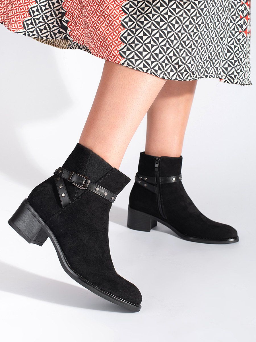 Suede black low-heeled ankle boots by Sergio Leone