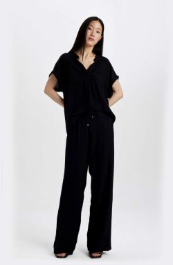 DEFACTO Florida Florida Pocket High Waist Wide Leg Viscose Trousers