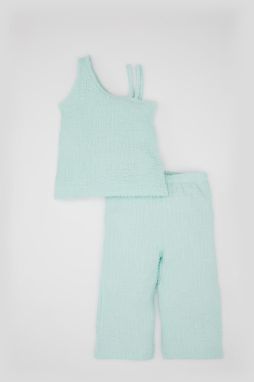 DEFACTO Baby Girl Single Shoulder Blouse Pants 2-Piece Set