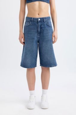 Afra x DeFacto High Waist Bermuda Jean Shorts