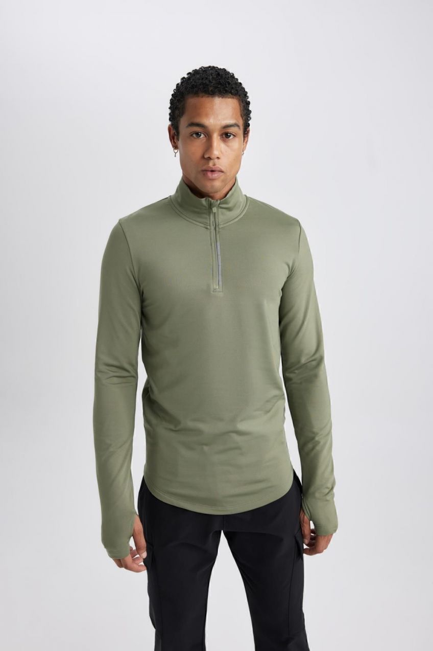 DEFACTO Fit Slim Fit Stand Collar T-Shirt A3963ax23wn