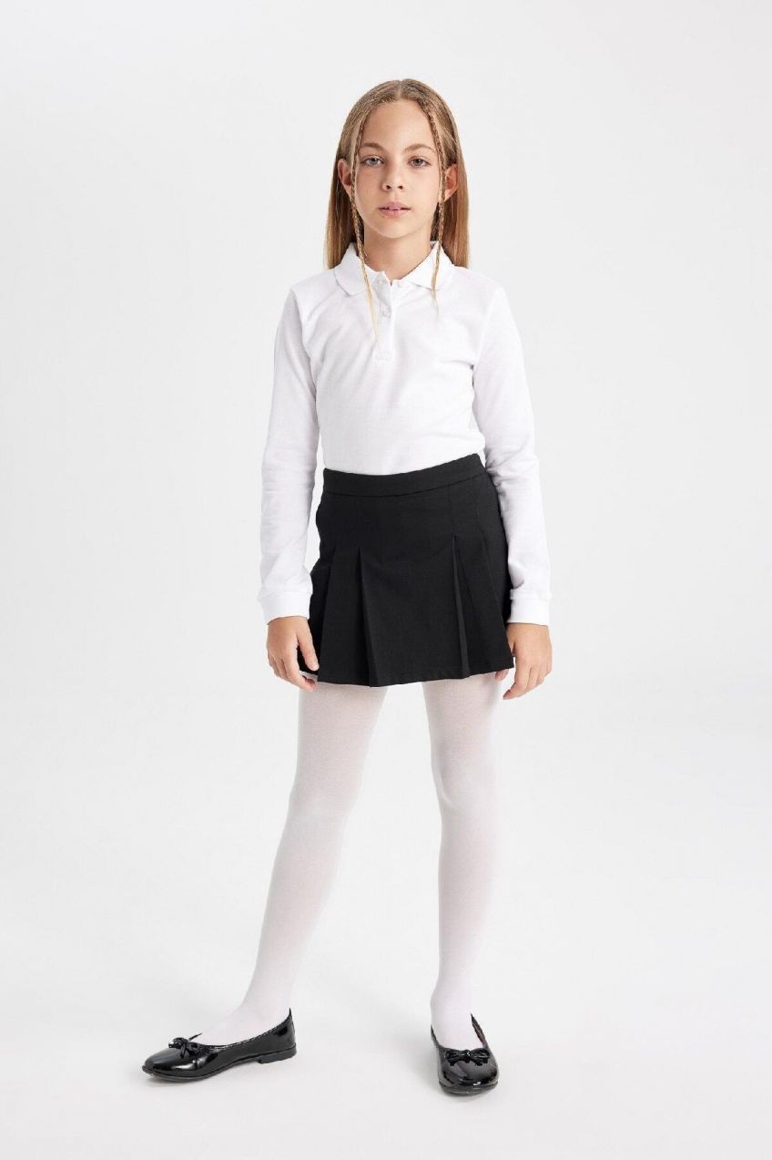 DEFACTO Girls Black Twill School Skirt