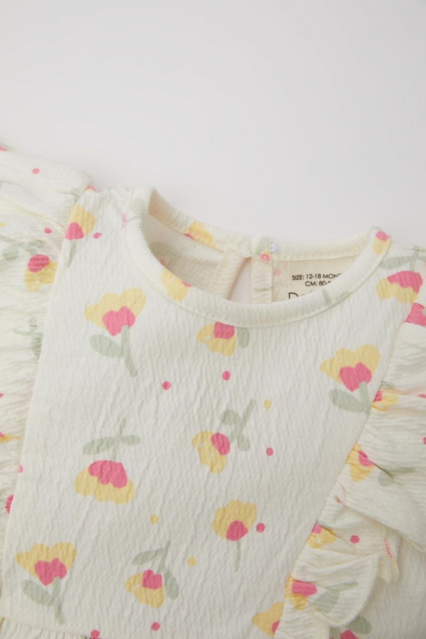DEFACTO Baby Girl Floral Short Sleeve Dress