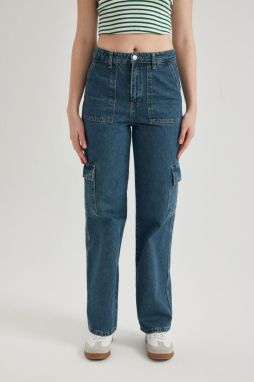 DEFACTO Wide Leg Cargo High Waist Long Jeans Washable Trousers