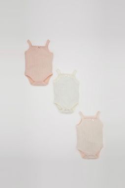 DEFACTO Baby Girl Newborn Square Neck 3-Piece Strap Snap-On Body