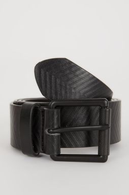 DEFACTO Men's Square Buckle Faux Leather Jean Belt