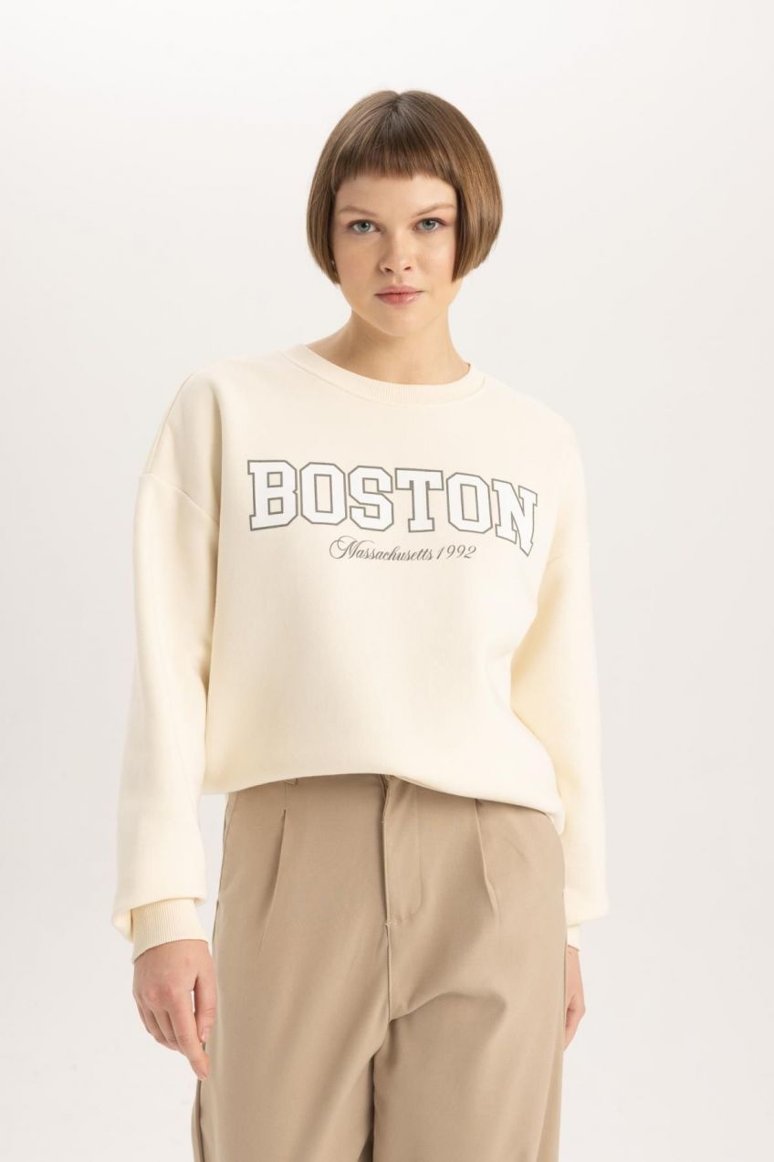 DEFACTO Relax Fit Crew Neck Printed Sweatshirt