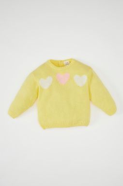 DEFACTO Baby Girl Crew Neck Heart Patterned Sweater