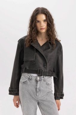 DEFACTO Regular Fit Taffeta Faux Leather Jacket