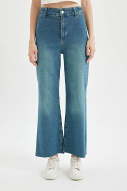 DEFACTO Culotte High Waist Ankle Length Jean Washed Trousers