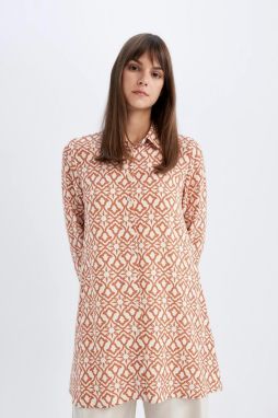 DEFACTO Regular Fit Patterned Viscose Long Sleeve Shirt Tunic