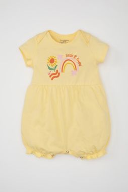 DEFACTO Baby Girl Newborn Floral Combed Cotton Short Sleeve Jumpsuit