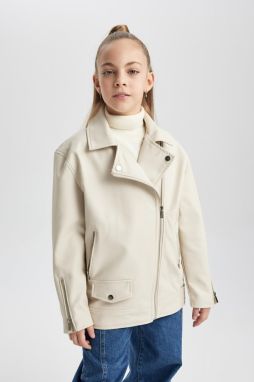 DEFACTO Girl's Water Repellent Jacket Collar Coat