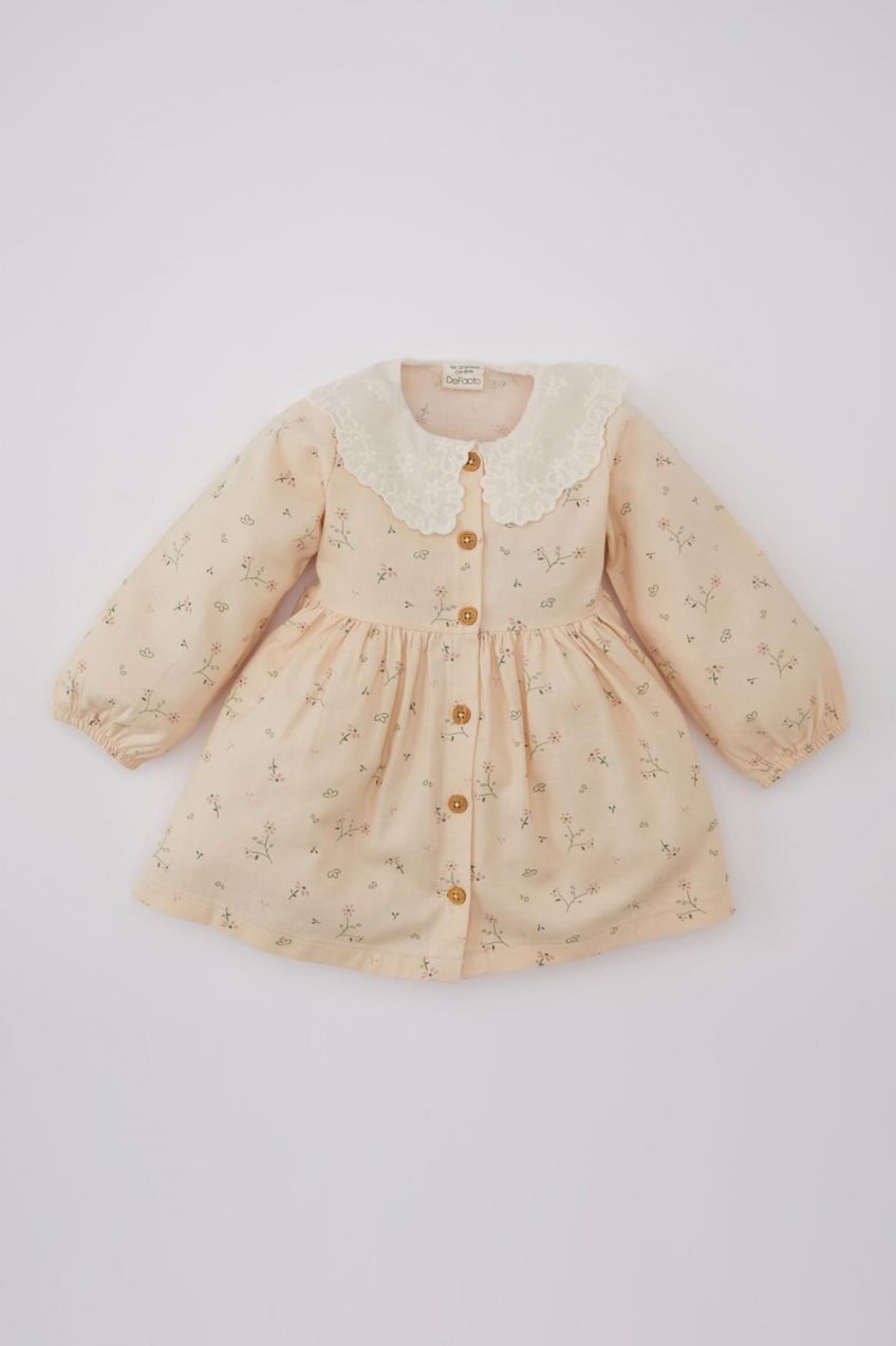 DEFACTO Baby Girl Long Sleeve Twill Dress