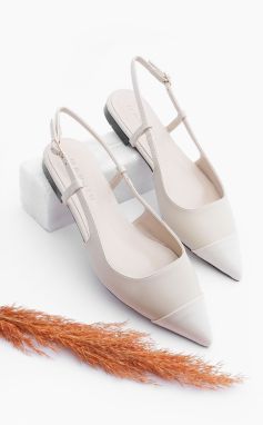 Marjin Women's Pointed Toe Open Back Ballerinas Nilta EKRU