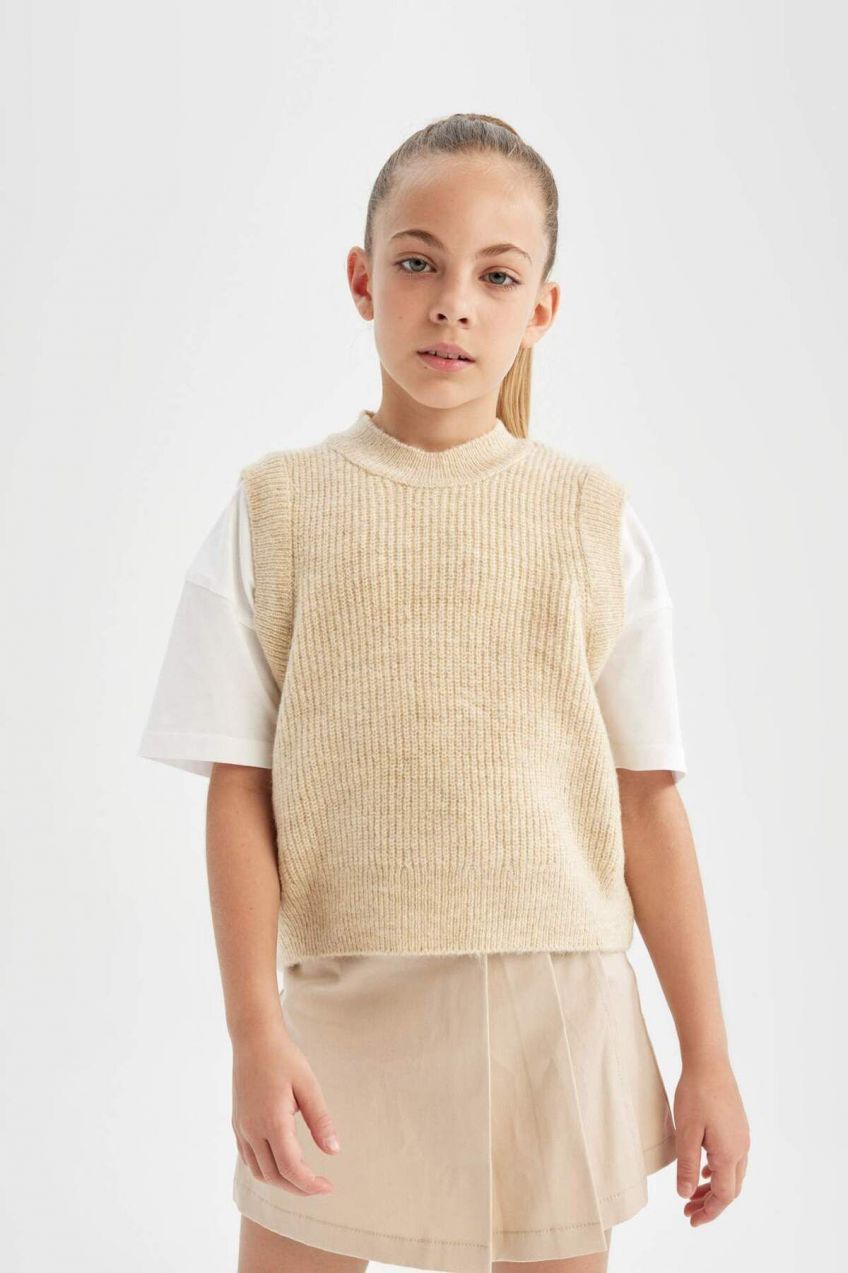 DEFACTO Girl's Crew Neck Sweater