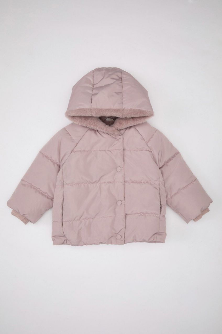 DEFACTO Baby Girl Water Repellent Double-Sided Hooded Faux Für Lined Coat
