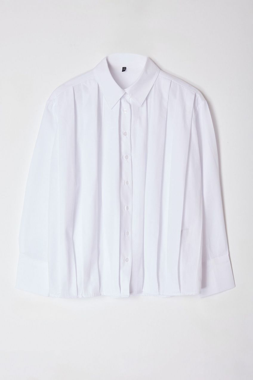 Trendyol White Front Pleat Detailed Oversize Wide Fit Woven Shirt