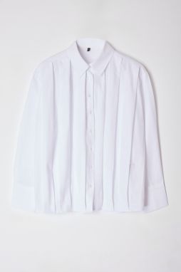 Trendyol White Front Pleat Detailed Oversize Wide Fit Woven Shirt