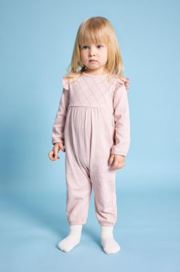 DEFACTO Baby Girl Newborn Crinkle Fabric Long Sleeve Jumpsuit