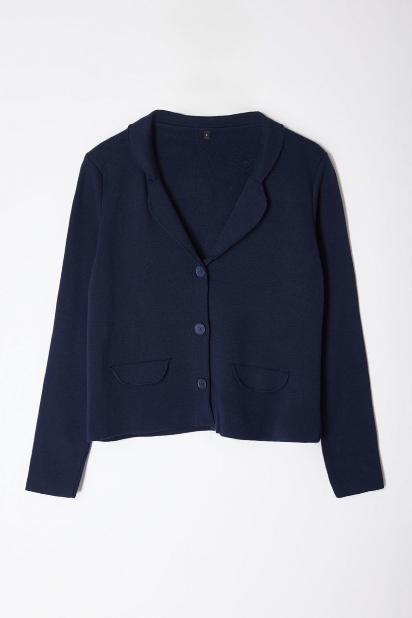Trendyol Navy Blue Jacket Look Knitted Cardigan