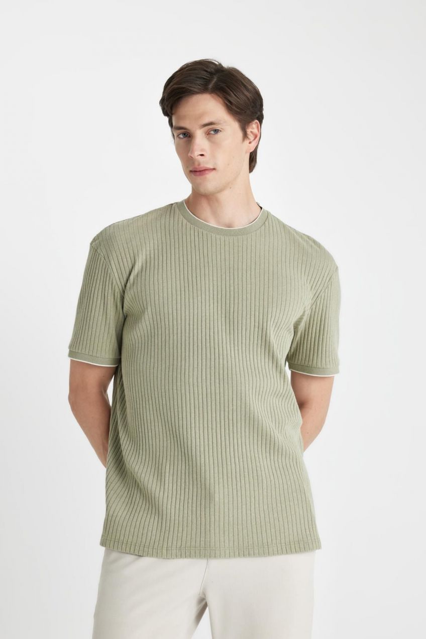 DEFACTO Regular Fit Crew Neck Ribbed Camisole Short Sleeve T-Shirt