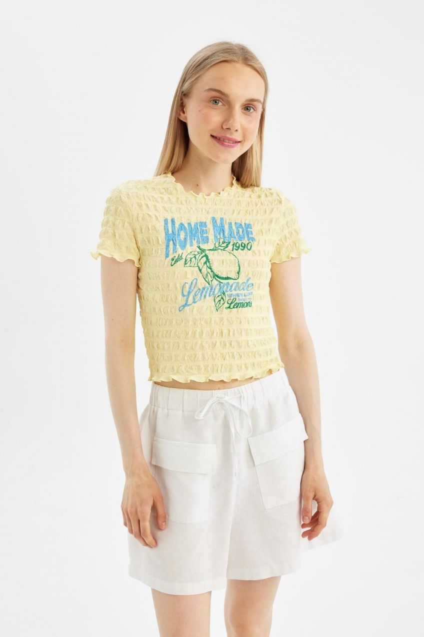 DEFACTO Cool Fitted Crew Neck Printed Short Sleeve T-Shirt