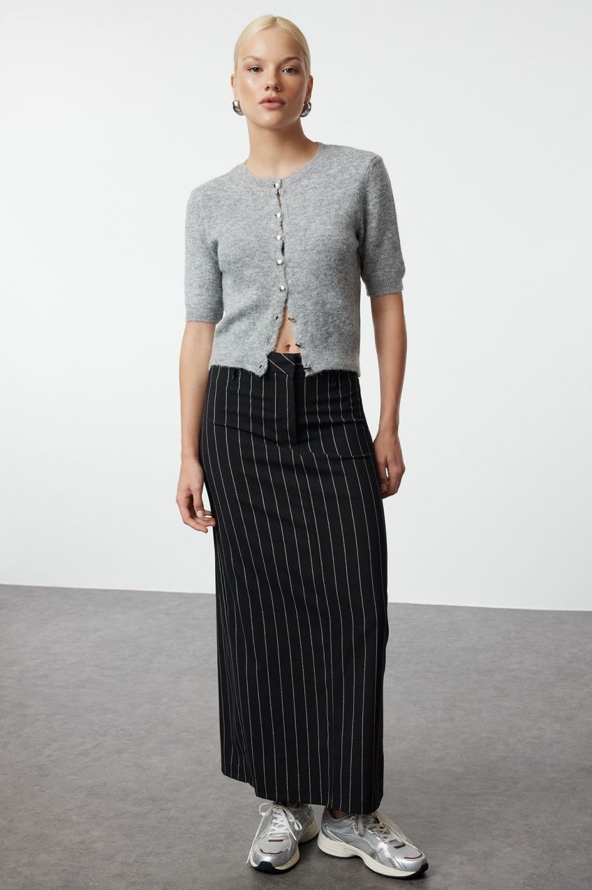 Trendyol Gray Cotton Wool Knitwear Cardigan